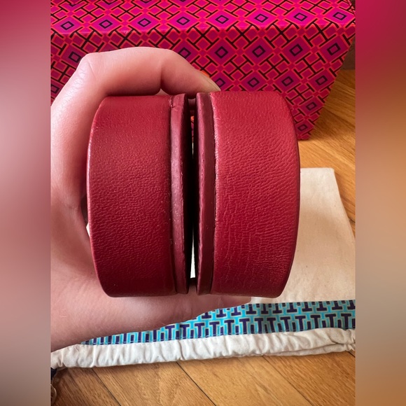 Tory Burch Red Leather Everly Anatomic Cloud Slide Sandals - Picture 9 of 12